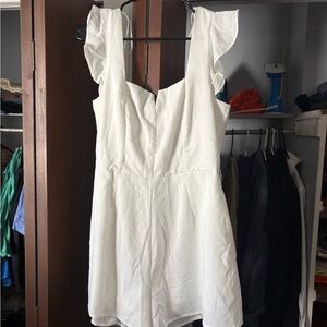 Miami White Romper with Ruffle Sleeves